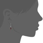 Amazon Collection Sterling Silver Genuine Garnet 5mm and 3mm Three Stone January Birthstone Leverback Dangle Earrings