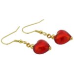 GlassOfVenice Murano Glass Heart Earrings – Fire Red