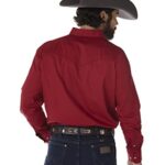 Wrangler mens Western Long Sleeve Work button down shirts, Red, XX-Large US