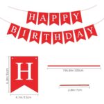 Red Happy Birthday Banner Birthday Sign for Backdrop Happy Birthday Decorations for Men Women Red Birthday Party Wall Door Bunting Banner Flag Birthday Tea Party Supplies