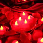 Honoson 1000 Pieces Valentine’s Day Artificial Rose Petals with 24 Pcs Flameless Heart LED Tea Lights Candles Romantic Night Decorations for Wedding Anniversary Table Decor(Red)