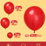 Styirl Red Party Latex Balloons – 100 pcs 5/10/12/18 Inch Ballons As Birthday Balloons/Merry Chritmas Balloons/Graduation Balloons/Valentines Day Balloons/Baby Shower/Wedding/Party decorations