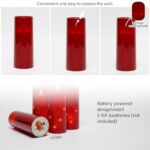 kakoya Flameless LED Candles with Timer 9 Pc Flickering Flameless Candles for Romantic Ambiance and Home Decoration Durable Acrylic Shell,with Embedded Star String?Battery Operated Candles?Red?