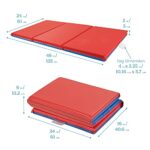 ECR4Kids Premium Folding Rest Mat, 3-Section, 1In, Classroom Furniture, Blue/Red