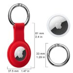 Holder Case for AirTags Ultra Light Silicone Sleeve for AirTags Durable Anti-Scratch Protective Skin Cover with Anti-Losing Keychain Ring Accessory Compatible with Apple AirTags Red