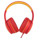 RORSOU R10 On-Ear Headphones with Microphone, Lightweight Folding Stereo Bass Headphones with 1.5M No-Tangle Cord, Portable Wired Headphones for Smartphone Tablet Computer MP3 / 4 (Red)