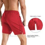 Gerlobal Men’s 7″ Athletic Running Shorts Lightweight Quick Dry Gym Workout Shorts with Zipper Pockets Red,Large