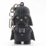 Darth Vader Light Up Key Chain – Tough Black Rubber Plastic Construction With Push Button Helmet to Activate Evil LED Eyes