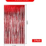 BEISHIDA 2 Pack Foil Fringe Curtains Red Photo Backdrop Streamer Tinsel Metallic Curtains Photo Props Background for Christmas Wedding Birthday Bachelorette New Year Party Decor(3.28 ftx6.56 ft)
