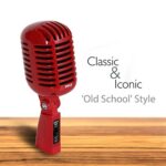 Pyle Classic Retro Dynamic Vocal Microphone – Old Vintage Style Unidirectional Cardioid Mic with XLR Cable – Universal Stand Compatible – Live Performance, In-Studio Recording – Pro PDMICR42R (Red)