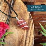 PYOR Red Jasper Raw Stone Jewelry Luck Crystals Necklace Stones Pendant Charm Necklaces Crystal Reiki Office Gift Healing Chakra Energy Generator Natural Gemstones Cool Locket Pendants