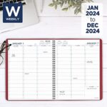AT-A-GLANCE 2024 Weekly Planner, Quarter-Hourly Appointment Book, 8-1/4″ x 11″, Large, Red (709401324)